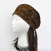 Headwrap Beret Tam - Cancer Hat Chemo Cap for Hair Loss and Alopecia- Brown/Gold Batik