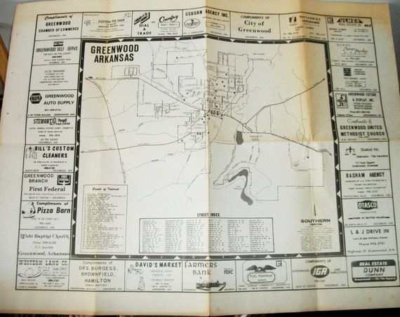 Vintage Greenwood Arkansas City Map