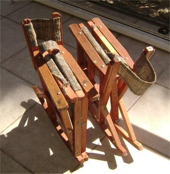 2 Child Rocker Rocking Directors Chair Wood Folding by shellyllyn