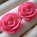 Rose earrings, Hot Pink Rose Stud Earrings, Bridesmaids, Breast Cancer Awareness, birthday present