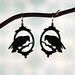 PREORDER - Victorian Raven Halloween earrings in black stainless steel - bird cameo earrings silhouette jewelry