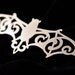 Halloween Womens Ornate Bat statement necklace in silver or black stainless steel - large silhouette vampire bat jewelry