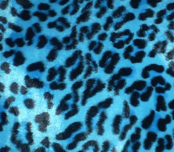 Fuzzy Blue Leopard Faux Fur Fabric