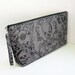Large Zipper Pouch GRAY SKULLS Project bag