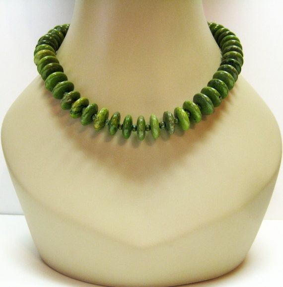 Green Necklace Olive Green Necklace and Earrings Set