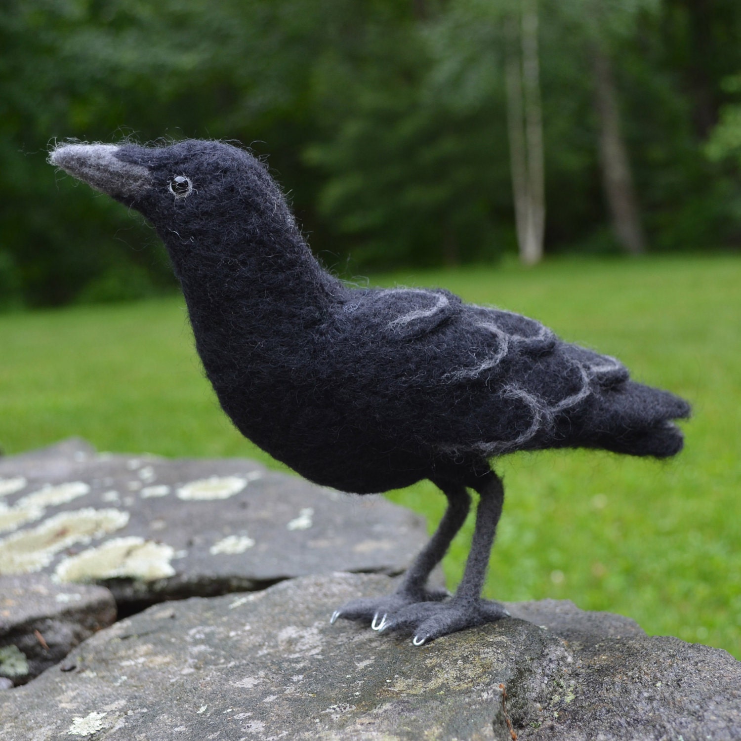 Mr. American Crow needle felted fiber sculpture