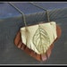 Sale 20% off. Chun Wakan. Ancient Tree Spirit. Rustic Rust red and taupe Leather and brass leaf necklace. Handmade by Gray Wolf's Mother.