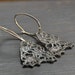 Black Widow's Lace. Oxidized dark sterling silver cast lace Wings earrings