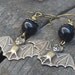 Nocturnal Mini Brass Bats and Blue Goldstone earrings