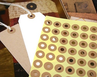Hang Tag Donut Hole Kraft Ring Label Stickers Reinforcements 5 Sheet (240 total)