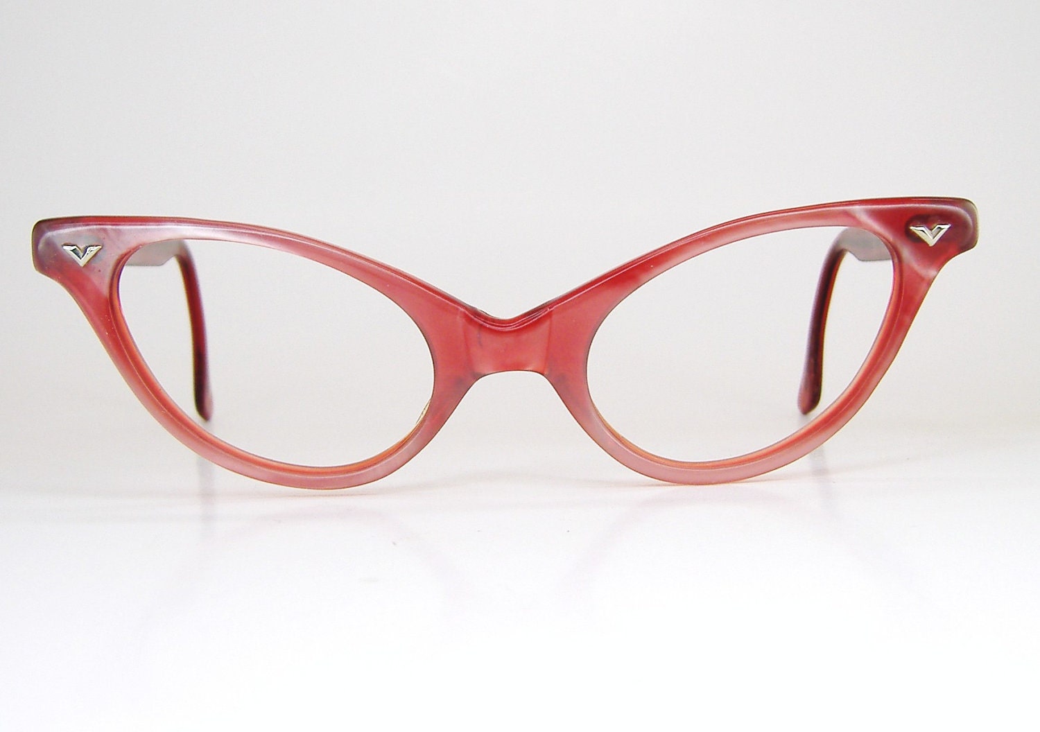 Vintage Red Pearl Cat eye Glasses Eyeglasses 1950s Eyewear