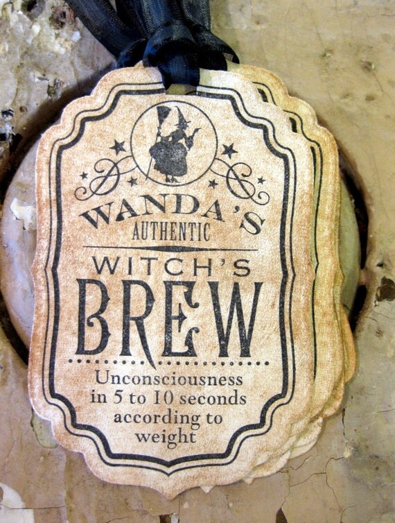 Items Similar To Witches Brew Halloween Drink Tags Labels Set Of 6 Handmade On Etsy 5684