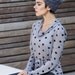 SALE 60%, under 50, Polka dots light long sleeves shirt with belt and cowl neckline in grey SMALL in stock