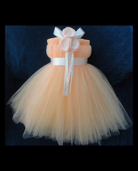 Rustic Peach Flower Girl Dress