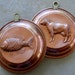 Vintage Solid Copper Molds with Cow and Fish for Wall Hanging or Kitchen Decor