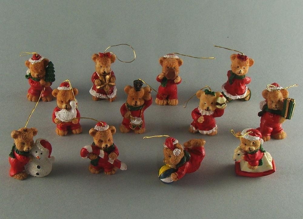 12 Bears Resin Mini Christmas Tree Ornaments Destash