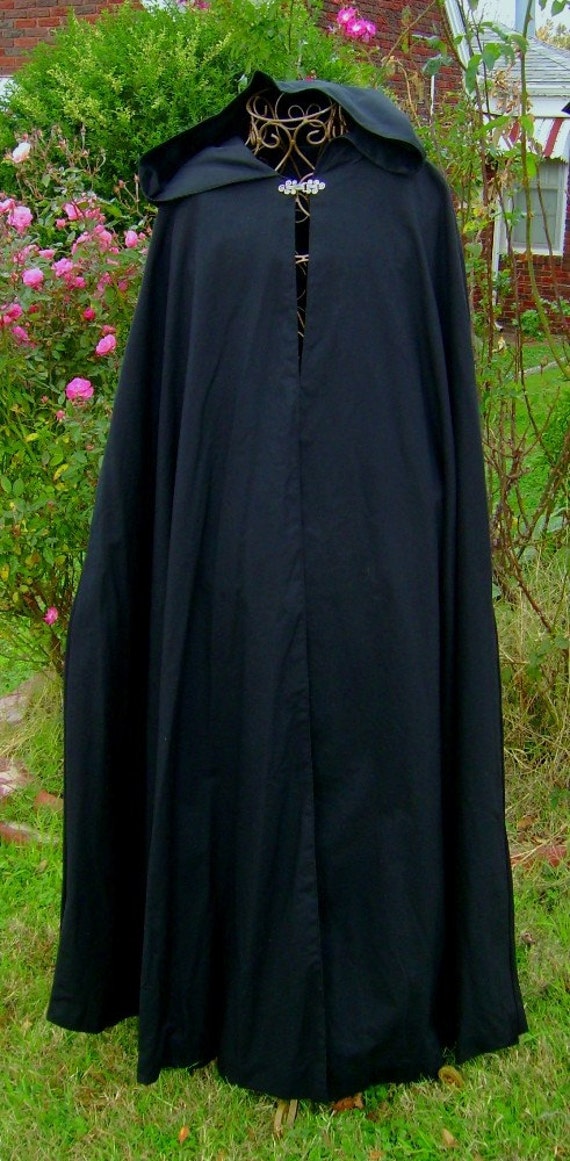 Midnight black cloak fantasy vampire Ren Fair Medieval