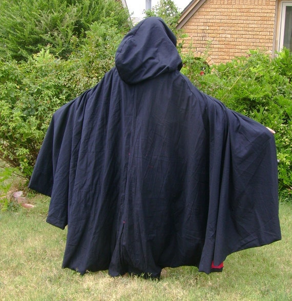 Items similar to Black Cloak with Red Lining, Medieval, fantasy ...