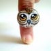 Owl Ring Hand Painted Stone Jewelry - Adjustable, Cyber Monday Etsy ring