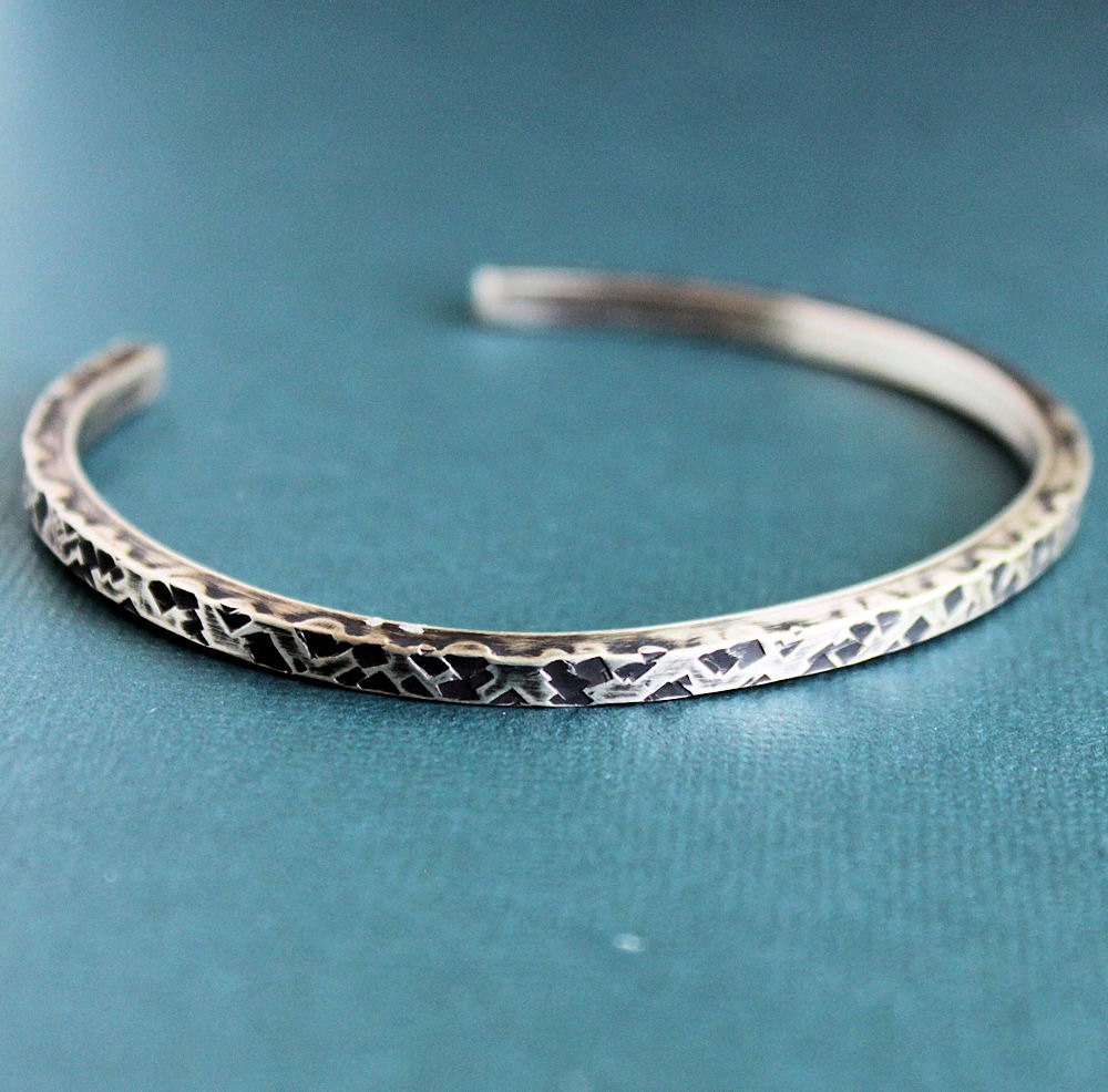 CLEARANCE Mens Cuff Bracelet Mens Sterling Silver Hammered