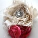 SWANKY Vintage Couture Silk Fabric Flower cluster - Ivory Hot Pink Fuscia - (Custom Order) - Photo Prop - Valentines Day