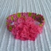 Green & Pink Floral Dog Scrunchie Necklace with pink chiffon and tulle rose - L - OOAK