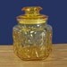Cookie Jar, Apothecary Jar, or Canister in Beautiful Sunny Yellow Glass. 6 Paneled Sides. Vintage. 2949