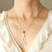 Triangle necklace. Art Deco Bow Collar Necklace. Sterling Silver Red Garnet Necklace