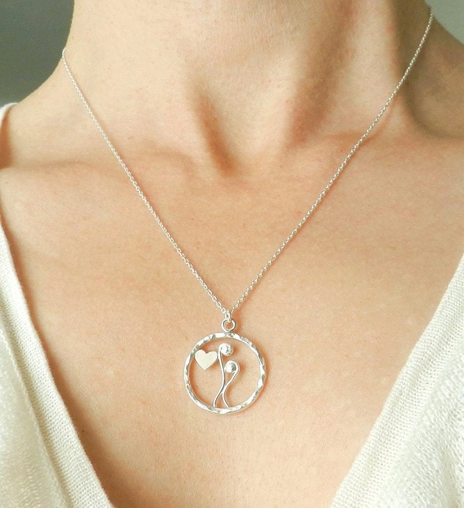 Sterling Silver Bean Sprouts in Love Necklace