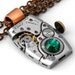Steampunk Necklace, Elgin Vintage Watch with Emerald Crystal & Copper - Long Chain Necklace