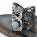 Steampunk Ring - Larimar Gemstone & Vintage Watch Mechanism on Filigree - Adjustable Ring
