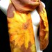 Hand Painted Silk Scarf Floral Sunflowers In Fall Orange Brown
