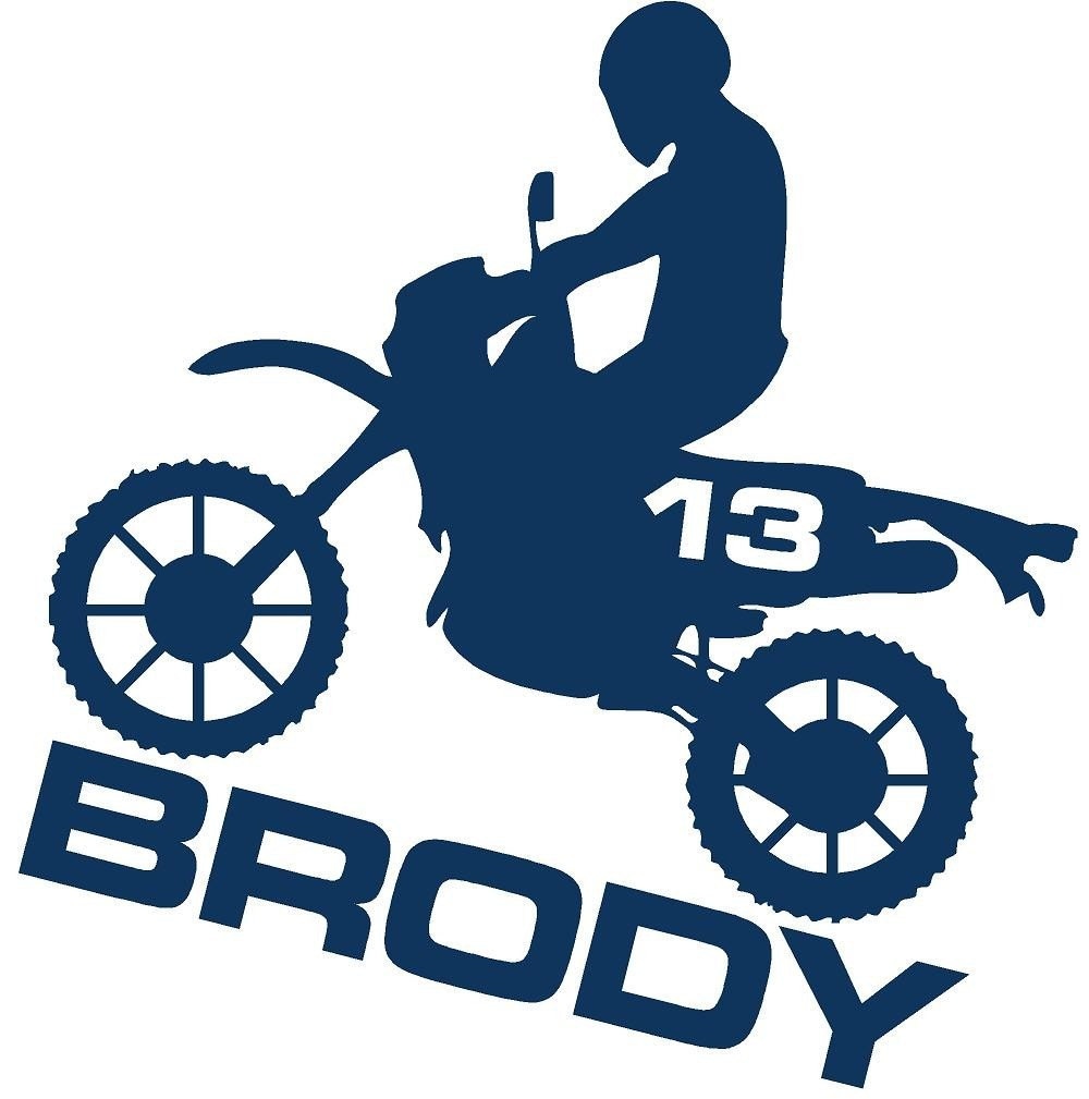 Wall Decal Dirt Bike Personalized Boys Name Vinyl Sticker Word