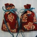 Thanksgiving Burgundy Sachet-'Autumn Wreath(YC type)'Fragrance-Blue/Ivory Autumn Floral Sachet-Blue Ribbon-Cotton Herbal Sachet-Cindy's Loft