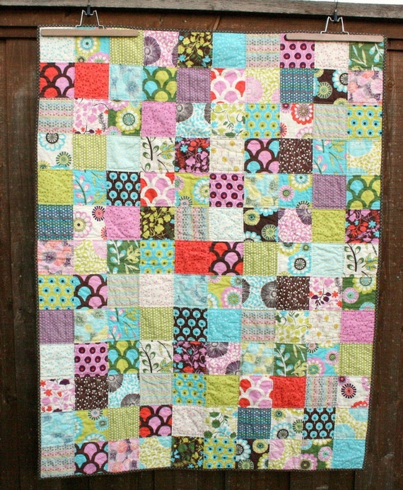 Sugar Pop Patchwork Throw Quilt by QuiltsByEmily on Etsy