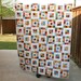 Royal Squares Quilt - Large Modern Throw Quilt