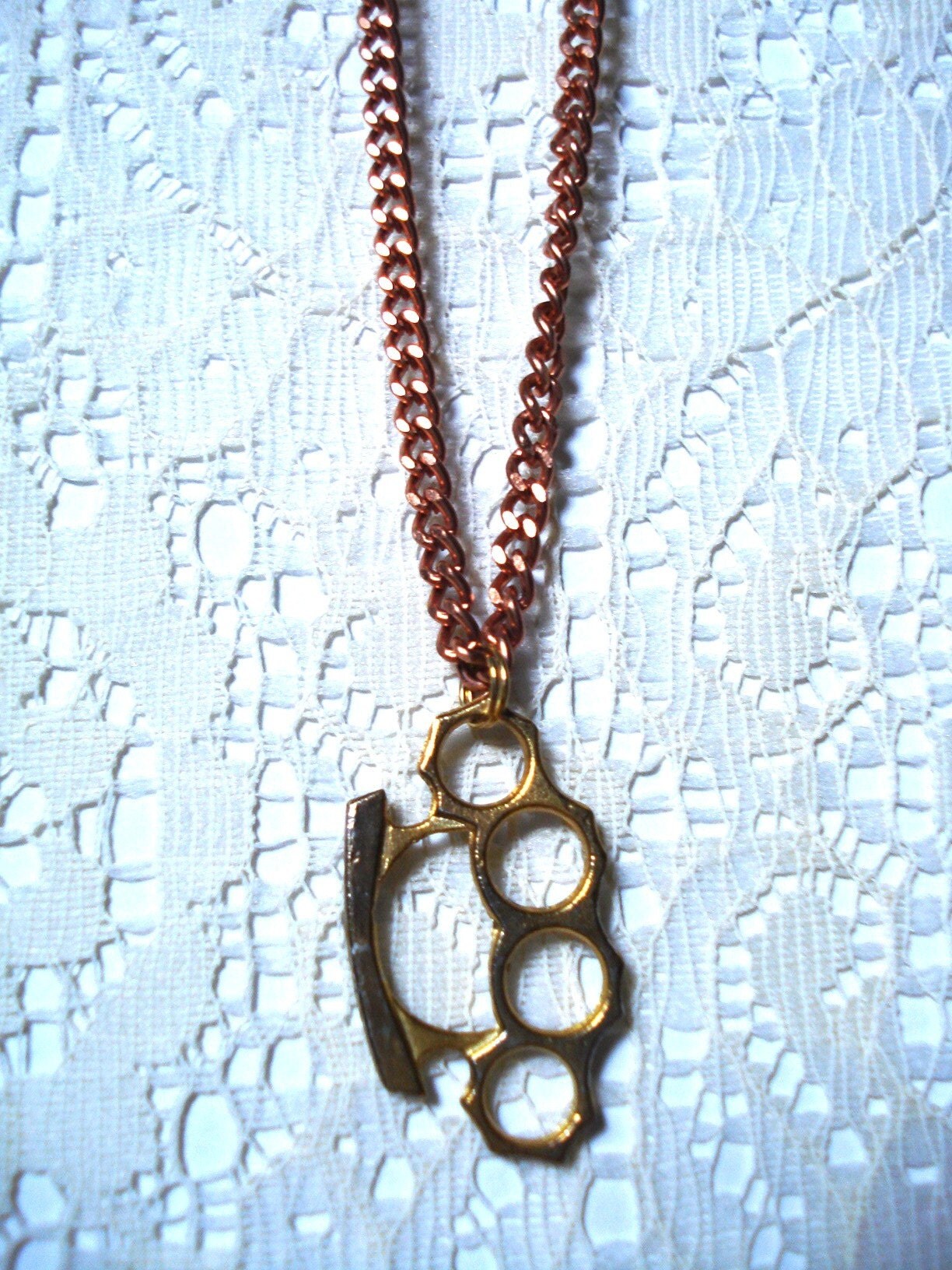 Brass Knuckles on Solid Copper Chain by VintageOddity on Etsy