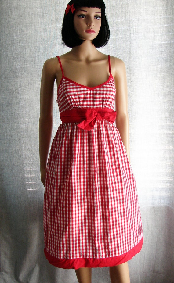 Vintage Red & White Plaid Dress