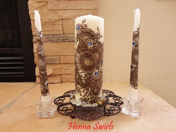 Unity Candle Set With Henna Unique Wedding T Henna 8243