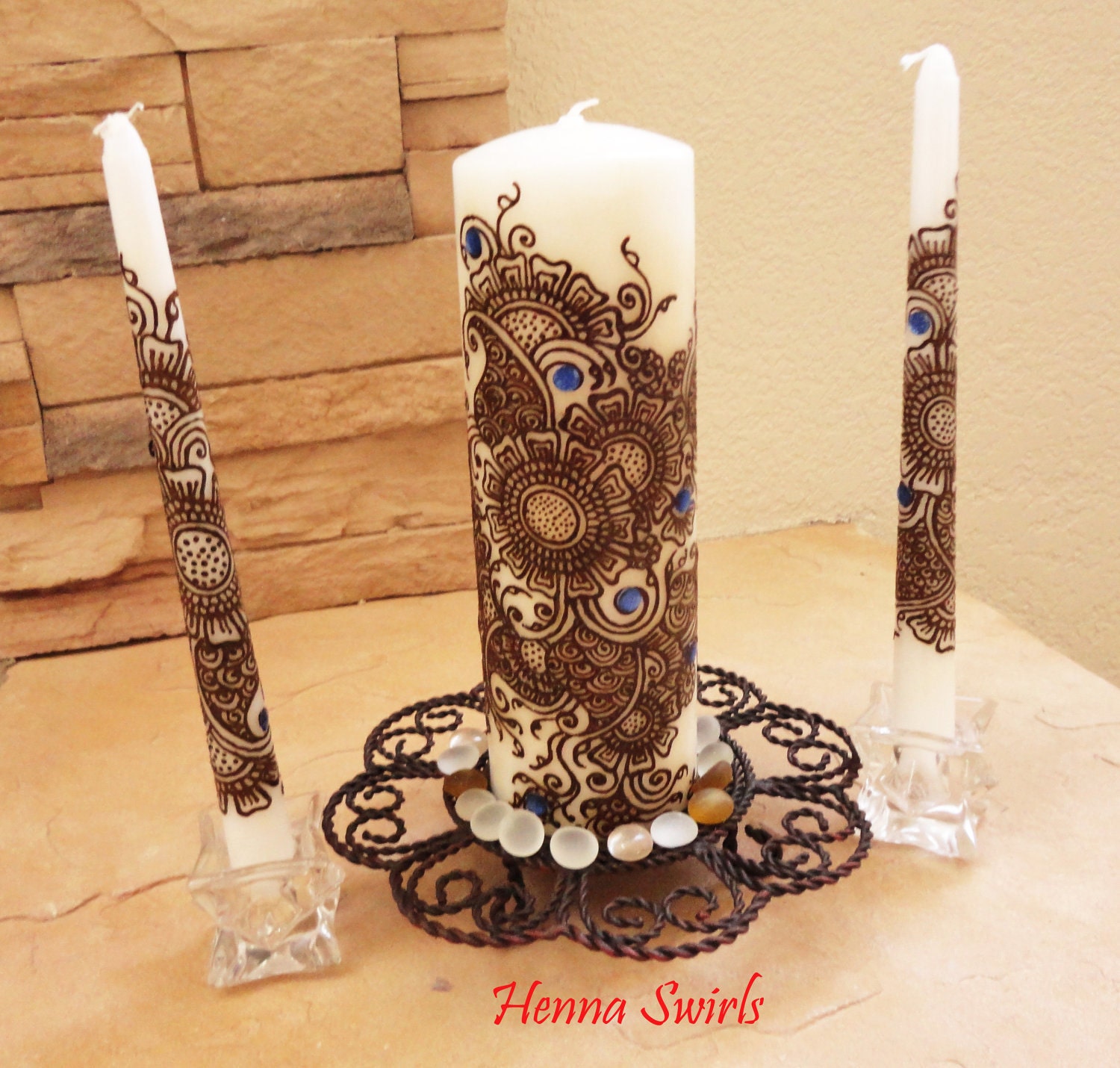 Unity Candle Set With Henna Unique Wedding T Henna 1841