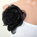 50% Sale Large Black Rose Hair Flower Clip or Brooch