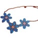 Aqua Blue short chain trio floral statement necklace