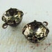 Vintage Rhinestones Black Diamond Round Glass Jewels - Faceted Stones - Hand Antiqued Brass Settings - 11mm