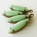 Vintage Rhinestones Opaque Mint Green Navette Vintage Jewels - Faceted Stones - Smooth Top Stones - Hand Antiqued Brass Settings - 15x4mm