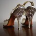 1950s Glamorous Peep Toed Clear Lucite Pageant Shoes with Beaded Bow and Rhinestone Inset 3 inch Heels Marilyn Monroe
