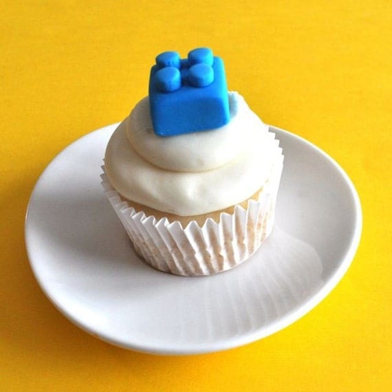 Building Block Fondant Cupcake Toppers for Boy Birthdays and