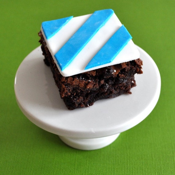 Items similar to Blue Stripe Fondant Brownie Toppers For Birthdays and
