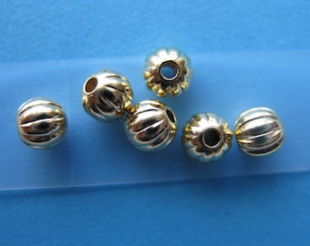 Pkg 100 5mm Gold Plated Corrugated Round Beads