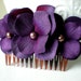 Purple Flower Hair Comb - Wedding Hair Accessories, Velvet Hydrangea, Deep Purple, Eggplant Purple, Bridesmaid Hair Comb