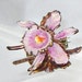 Art Deco Celluloid Painted Orchid Flower Vintage Brooch